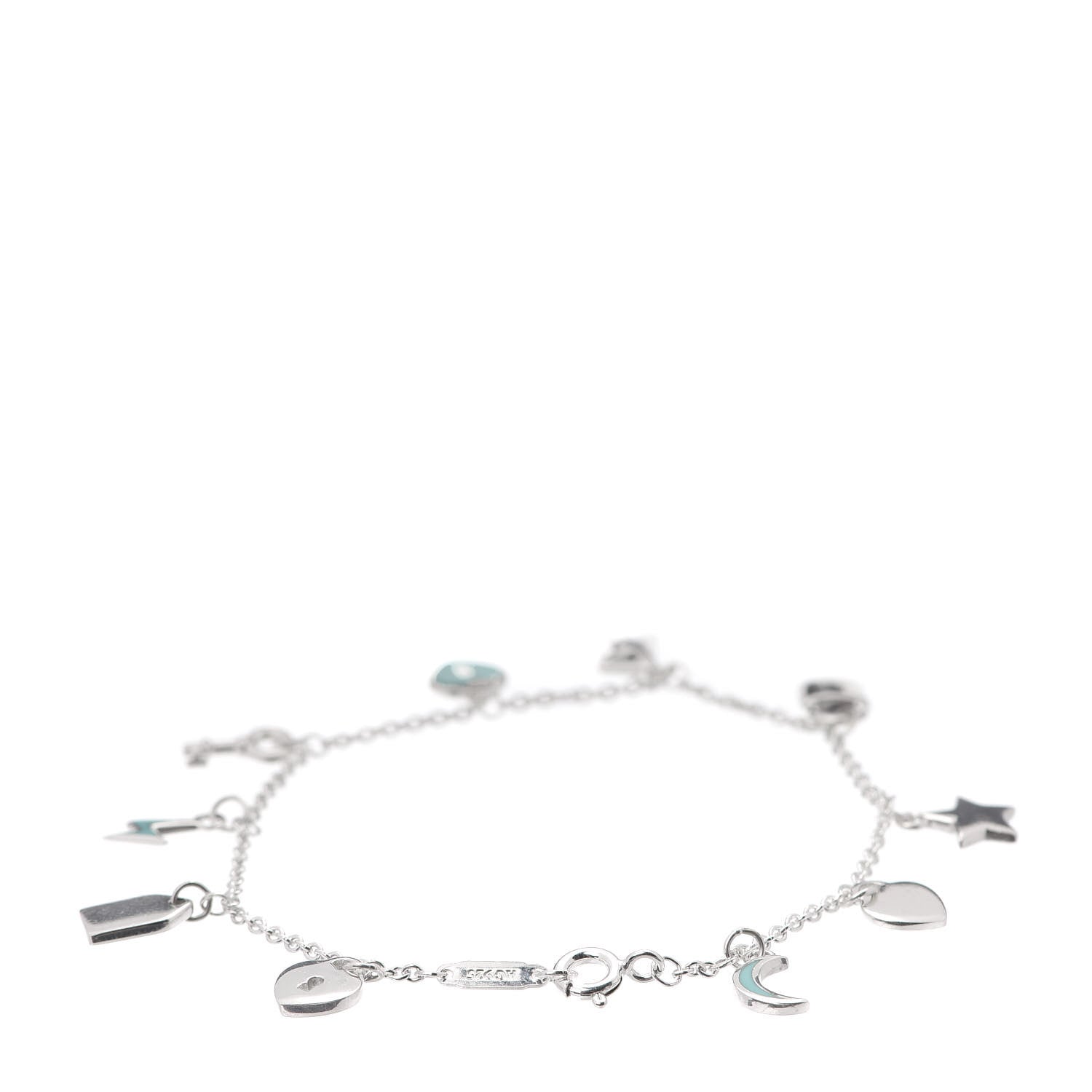 Tiffany Sterling Silver Enamel Love Notes Charm Bracelet Blue 3 of 6