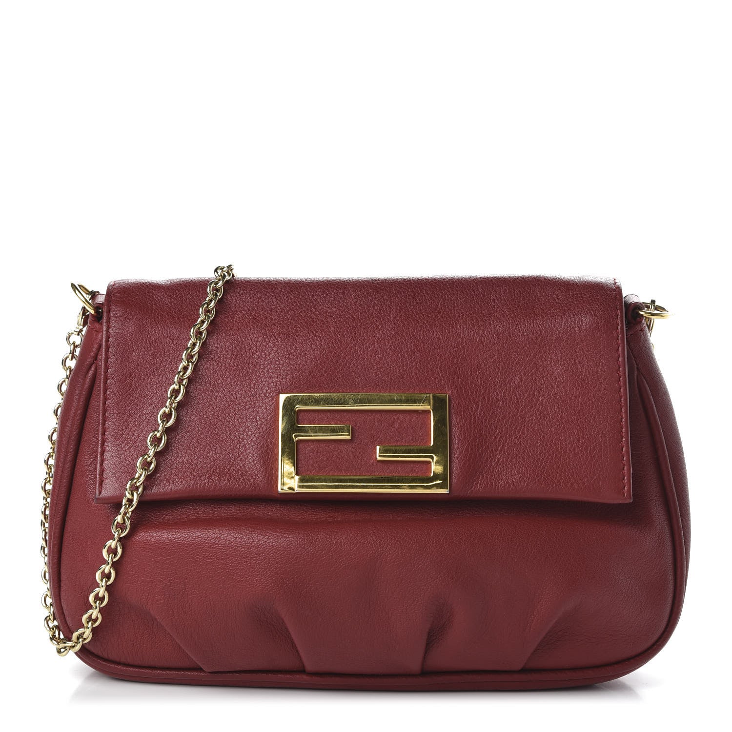 Fendi Vitello Flamingo Fendista Pouchette Crossbody Red 1 of 9