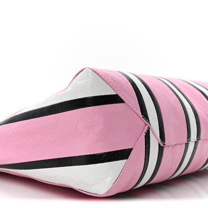 Balenciaga Agneau Arena Striped Large Barbes Z Pouch with Handle Candy Pink Black 8 of 9