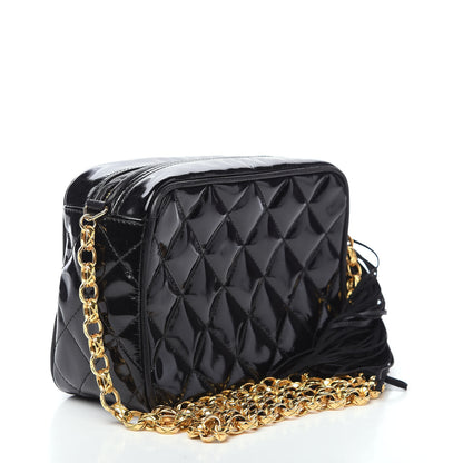 Chanel Patent Quilted Tassel Camera Case Black 2 of 11