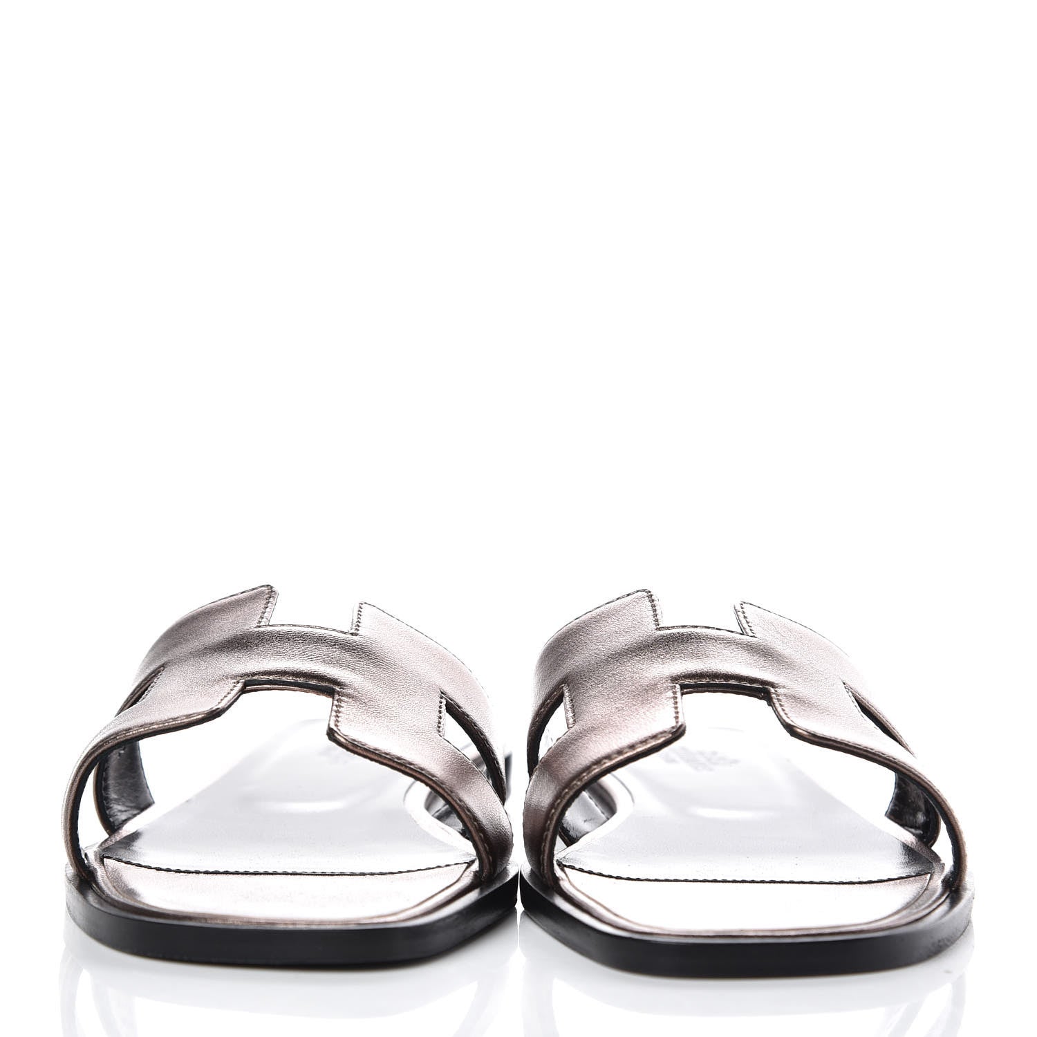 Hermes Metallic Nappa Oran Sandals 37 Or Vieilli 2 of 7