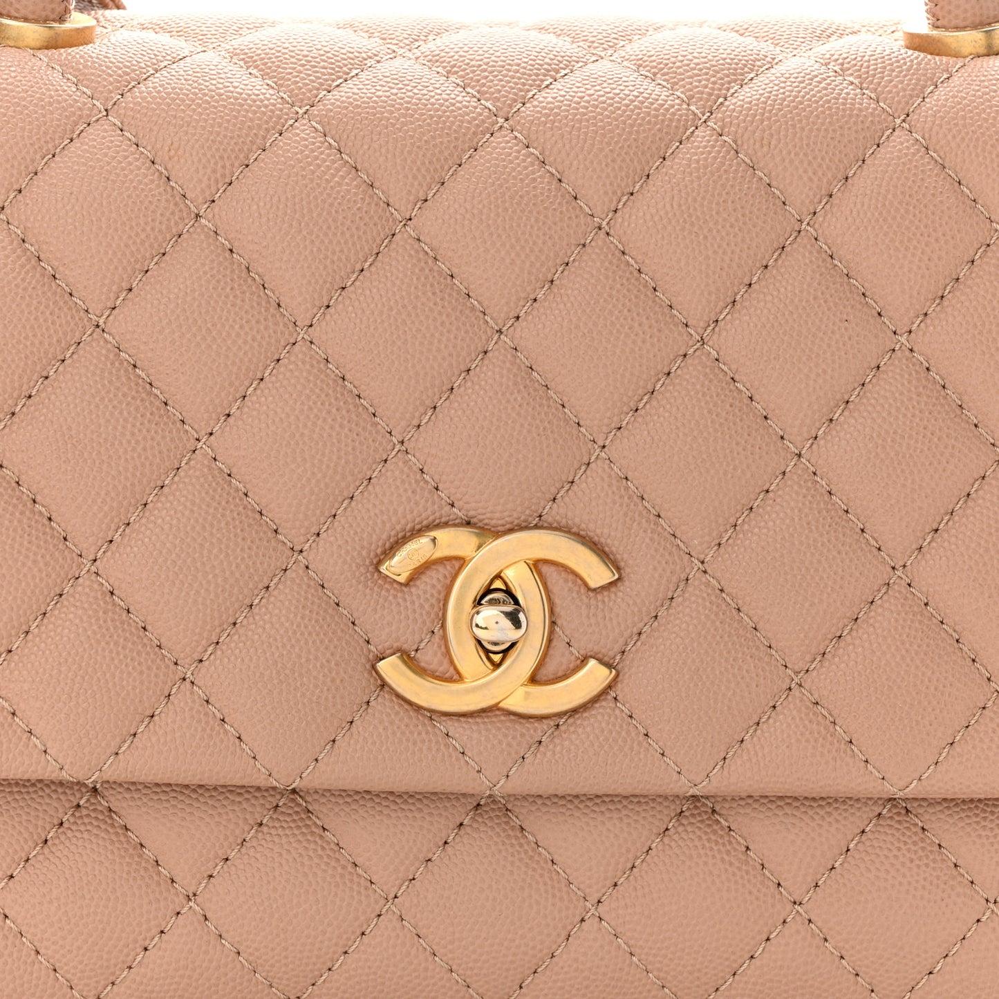 Caviar Quilted Medium Coco Handle Flap Light Beige