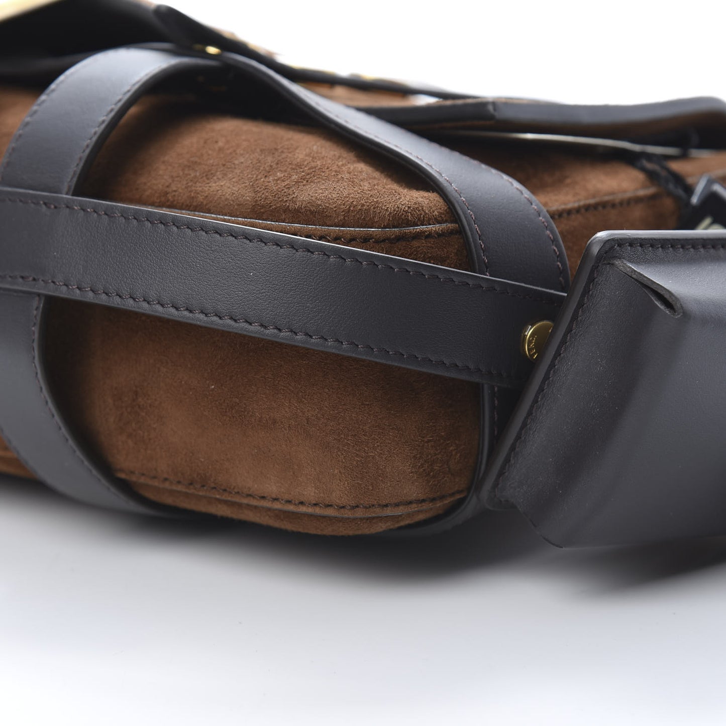 Suede Large Cage Baguette Marrone Ebano