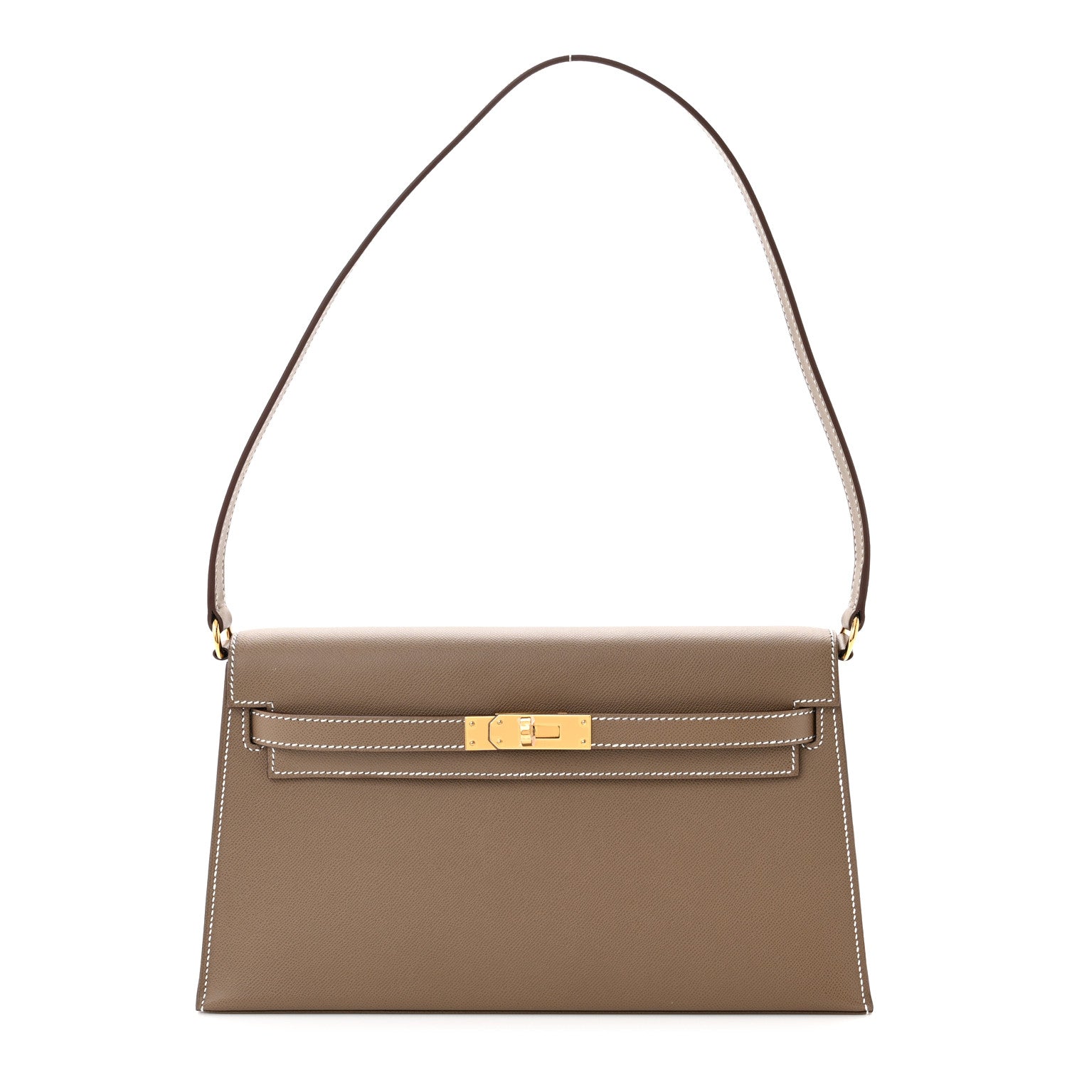 HERMES Madame Calfskin Kelly Elan in the color Etoupe by FASHIONPHILE