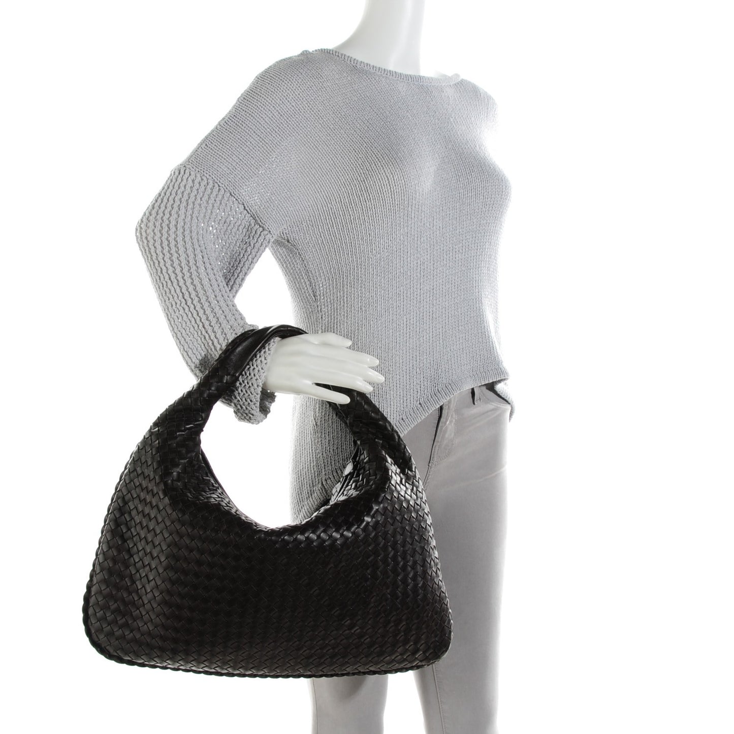 Nappa Intrecciato Large Veneta Hobo Ebano