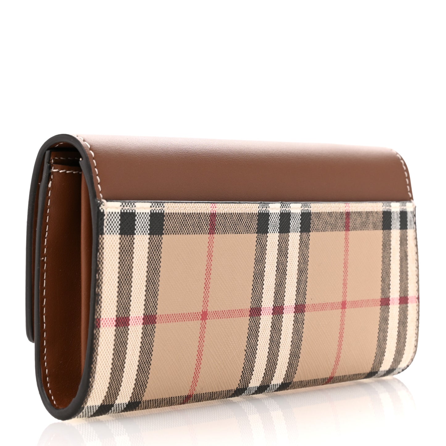 Vintage Check Grain Calfskin Halton Wallet Tan