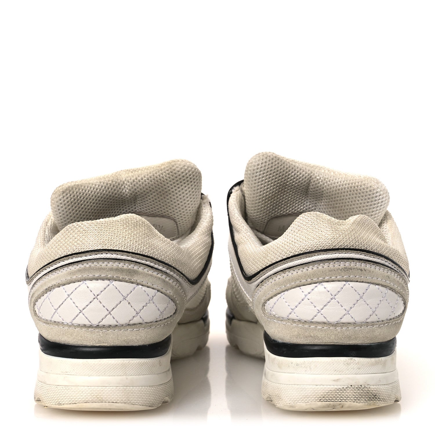 Chanel Mesh Suede Calfskin Grosgrain Womens CC Sneakers 37.5 White Black 6 of 14