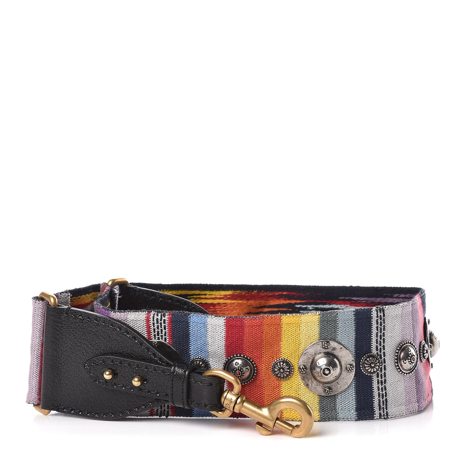 Christian Dior Canvas Embroidered Studded Rainbow Shoulder Strap 1 of 3