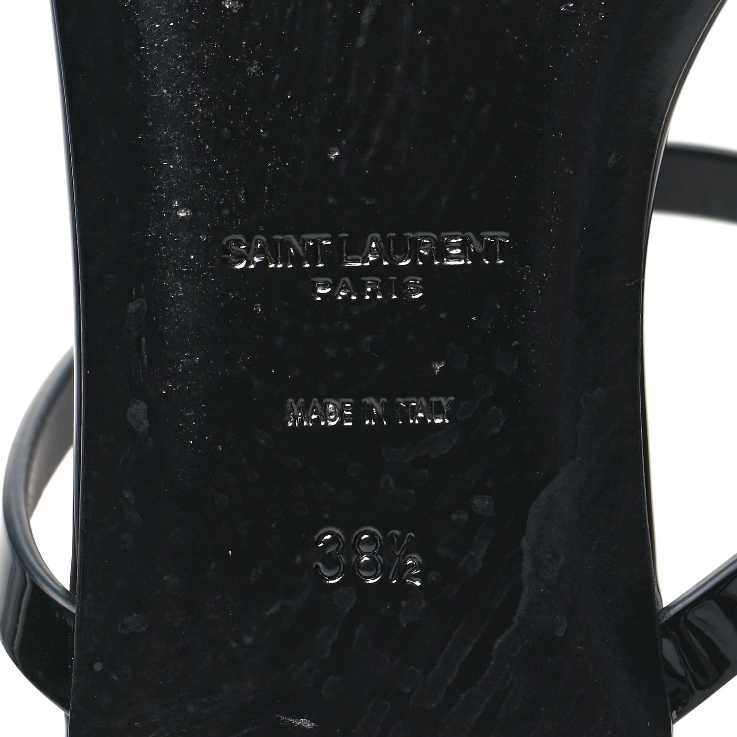 Saint Laurent Patent Calfskin Cassandra Monogram Sandals 38.5 Black 7 of 9