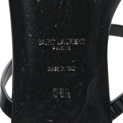 Saint Laurent Patent Calfskin Cassandra Monogram Sandals 38.5 Black 7 of 9