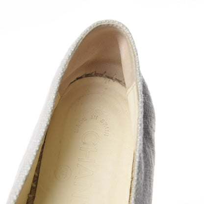 Chanel Linen CC Espadrilles 37 Beige Black 12 of 14