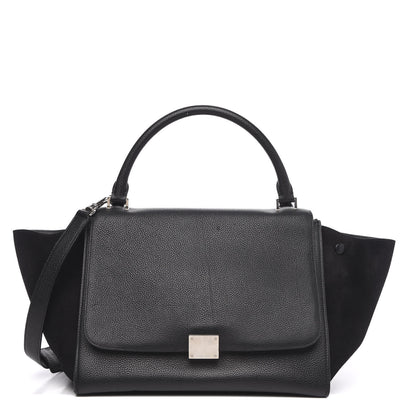 Celine Drummed Calfskin Suede Medium Trapeze Black 1 of 10