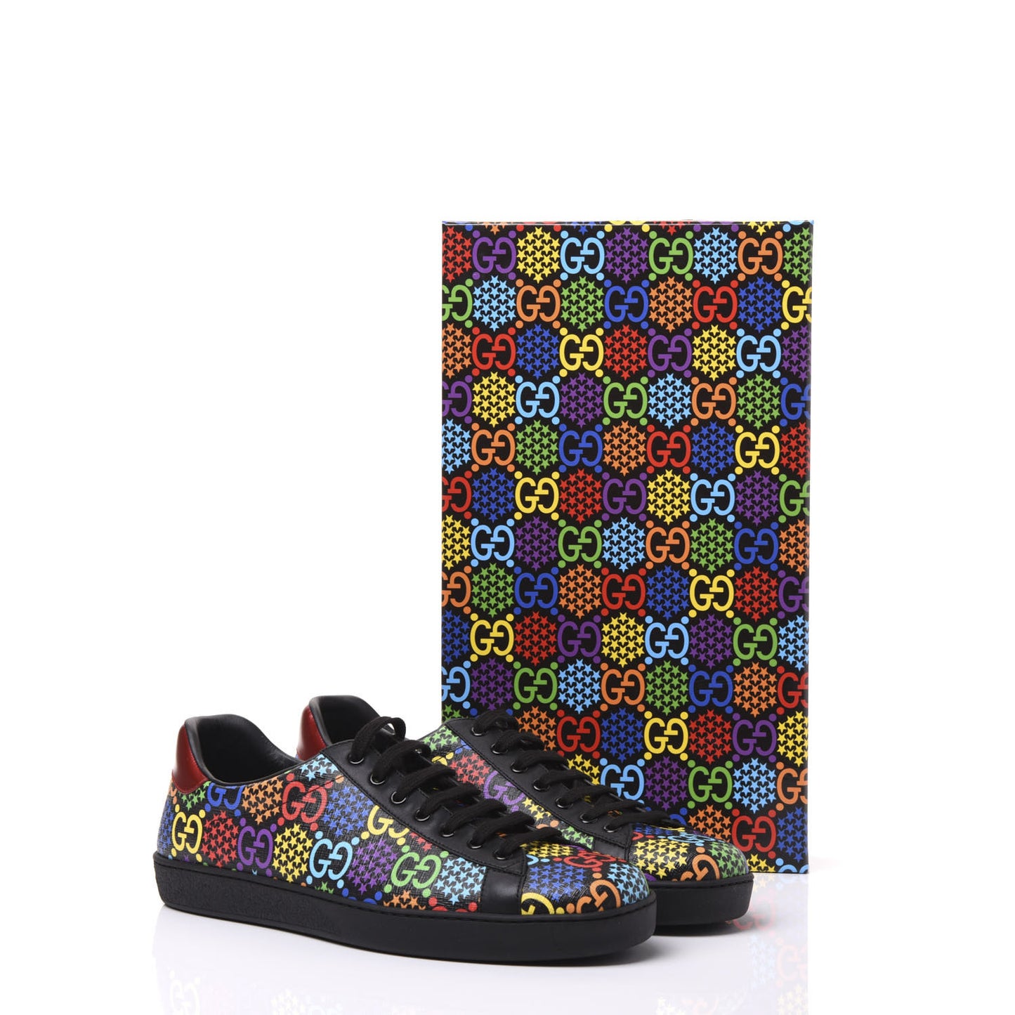 GG Supreme Monogram Psychedelic Mens Ace Sneakers 10.5 Black Multicolor