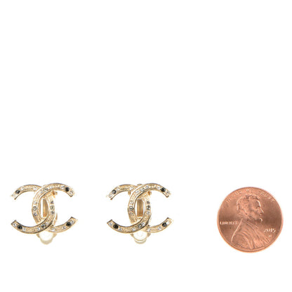 Chanel Crystal CC Clip On Earrings Gold 2 of 4
