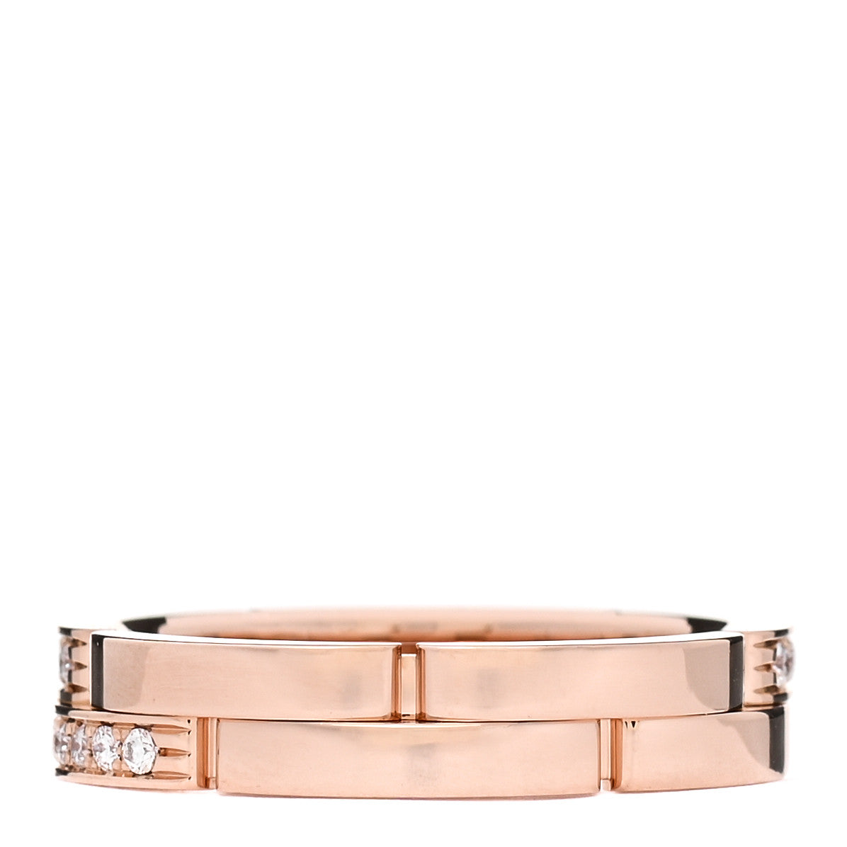 Cartier 18K Pink Gold Diamond Maillon Panthere 2 Half Rows Ring 53 6.5 3 of 5