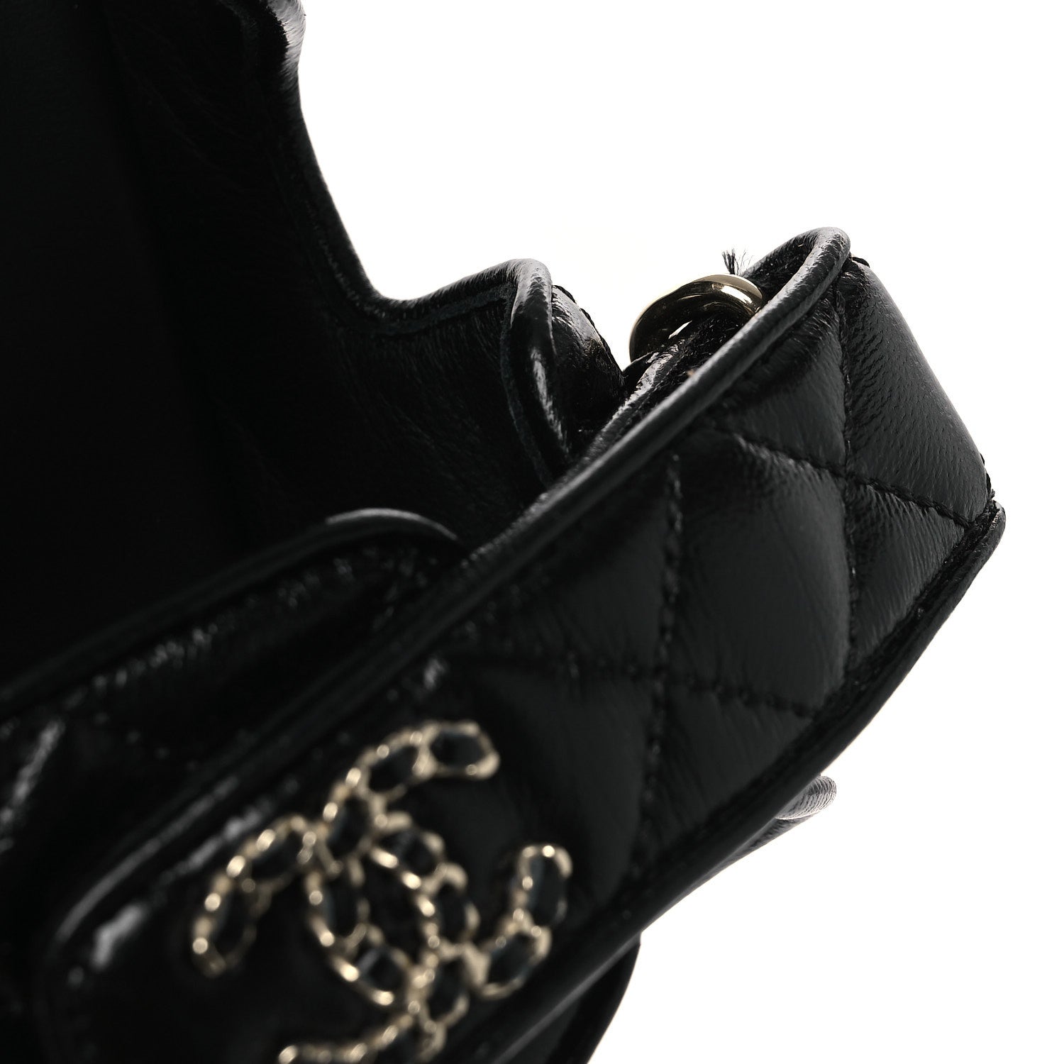 Chanel Lambskin Quilted Velcro Dad Chain CC Slide Sandals 38.5 Black 12 of 12
