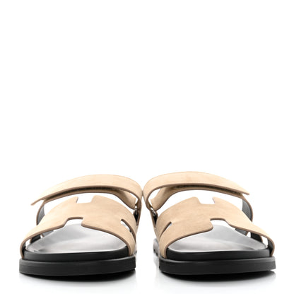 Hermes Suede Goatskin Mens Chypre Sandals 43.5 Beige Argile 2 of 9
