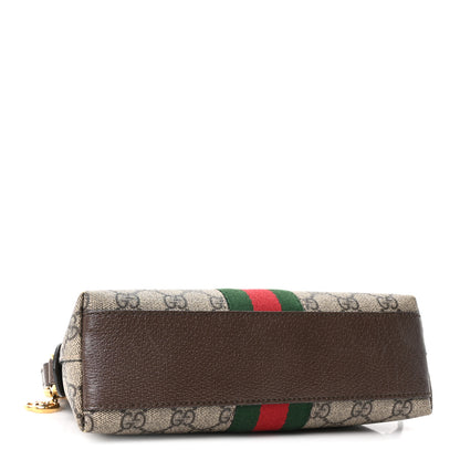 Gucci GG Supreme Monogram Textured Dollar Calfskin Web Small Ophidia Dome Shoulder Bag Beige Ebony New Acero 4 of 11