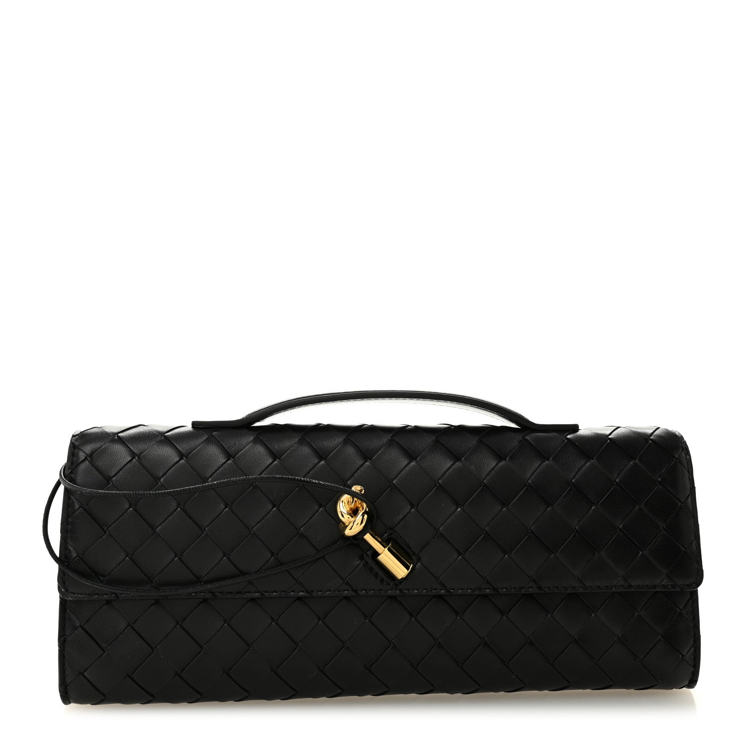 Bottega Veneta Nappa Intrecciato Long Andiamo Top Handle Clutch Black 1 of 9