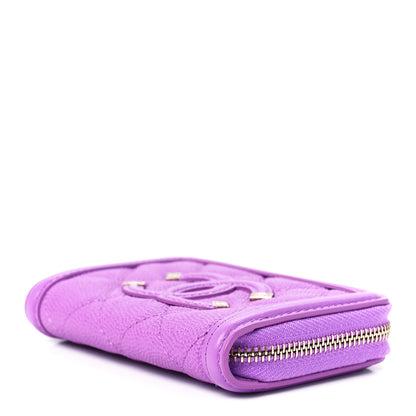 Chanel Caviar Quilted Filigree Coin Purse Purple 8 of 11