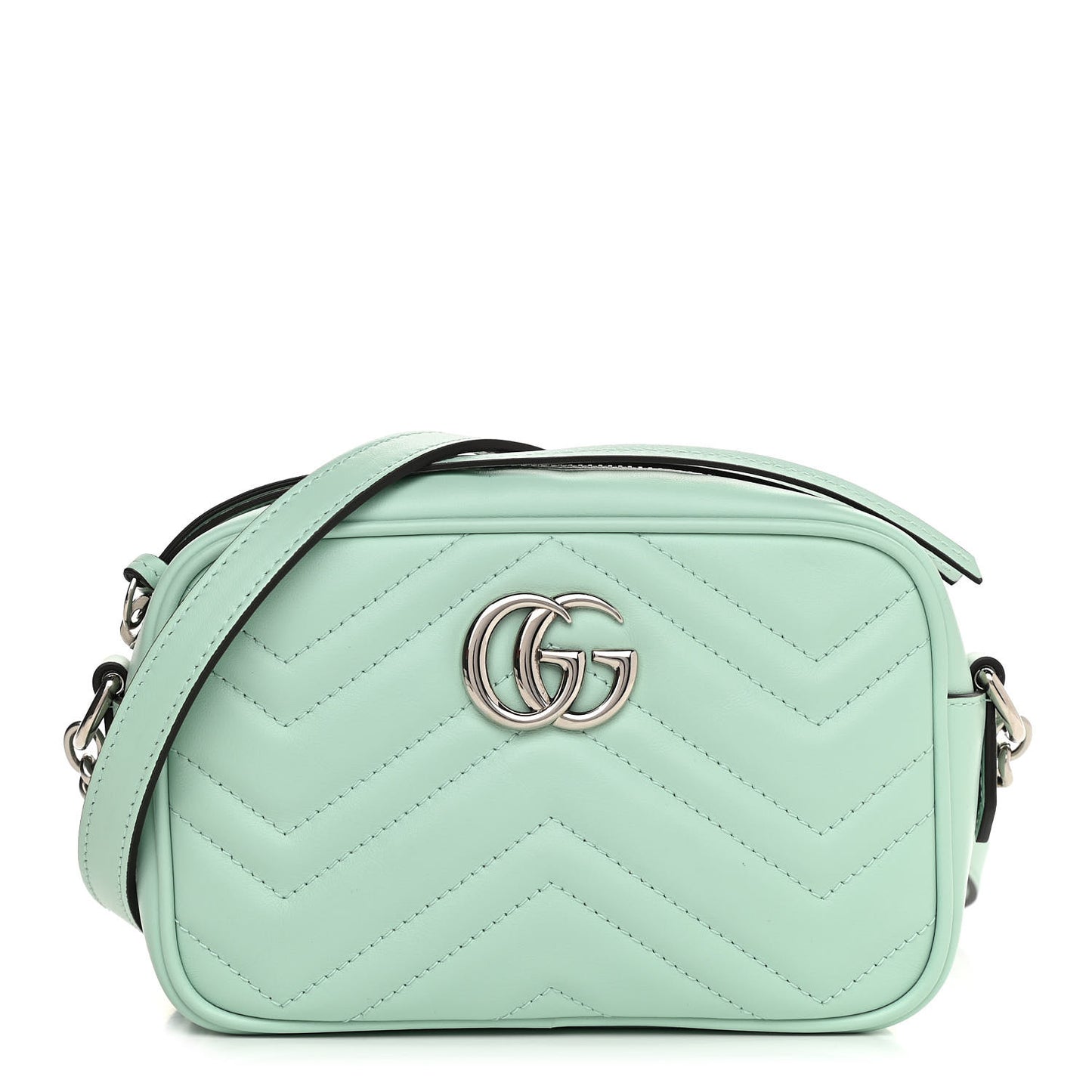 Calfskin Matelasse Mini GG Marmont Chain Shoulder Bag Water Green