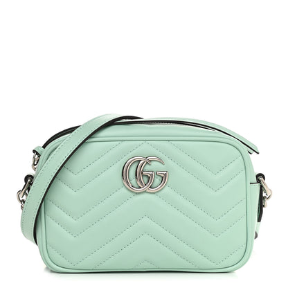 Gucci Calfskin Matelasse Mini GG Marmont Chain Shoulder Bag Water Green 1 of 11