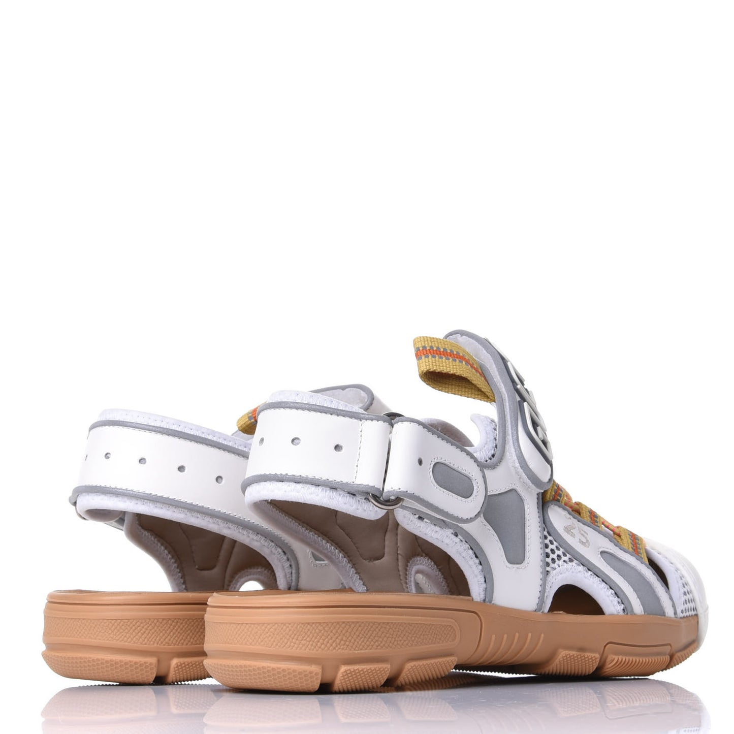 Mesh Fabric Tinsel Sport Sandals 37 White Silver