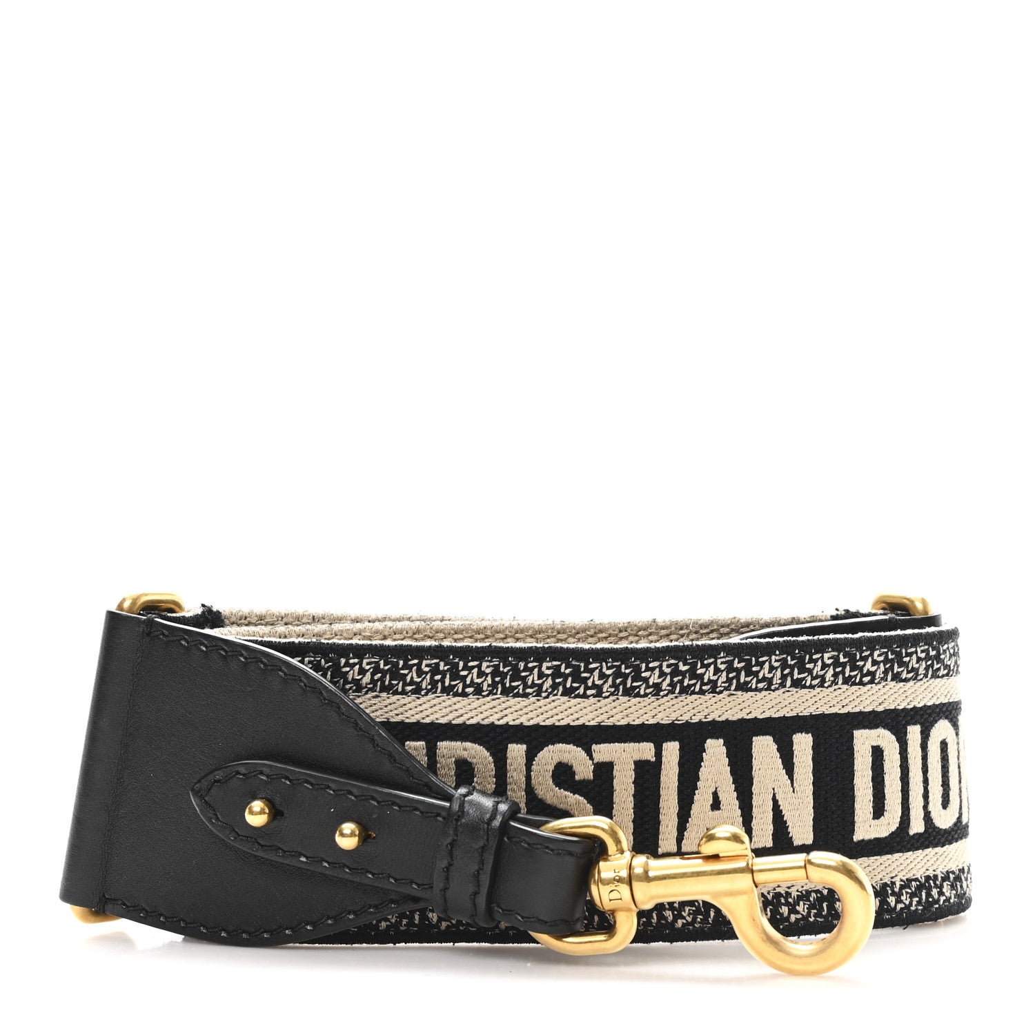 Christian Dior Canvas Embroidered Shoulder Strap Black 1 of 4