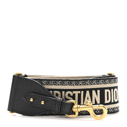 Christian Dior Canvas Embroidered Shoulder Strap Black 1 of 4