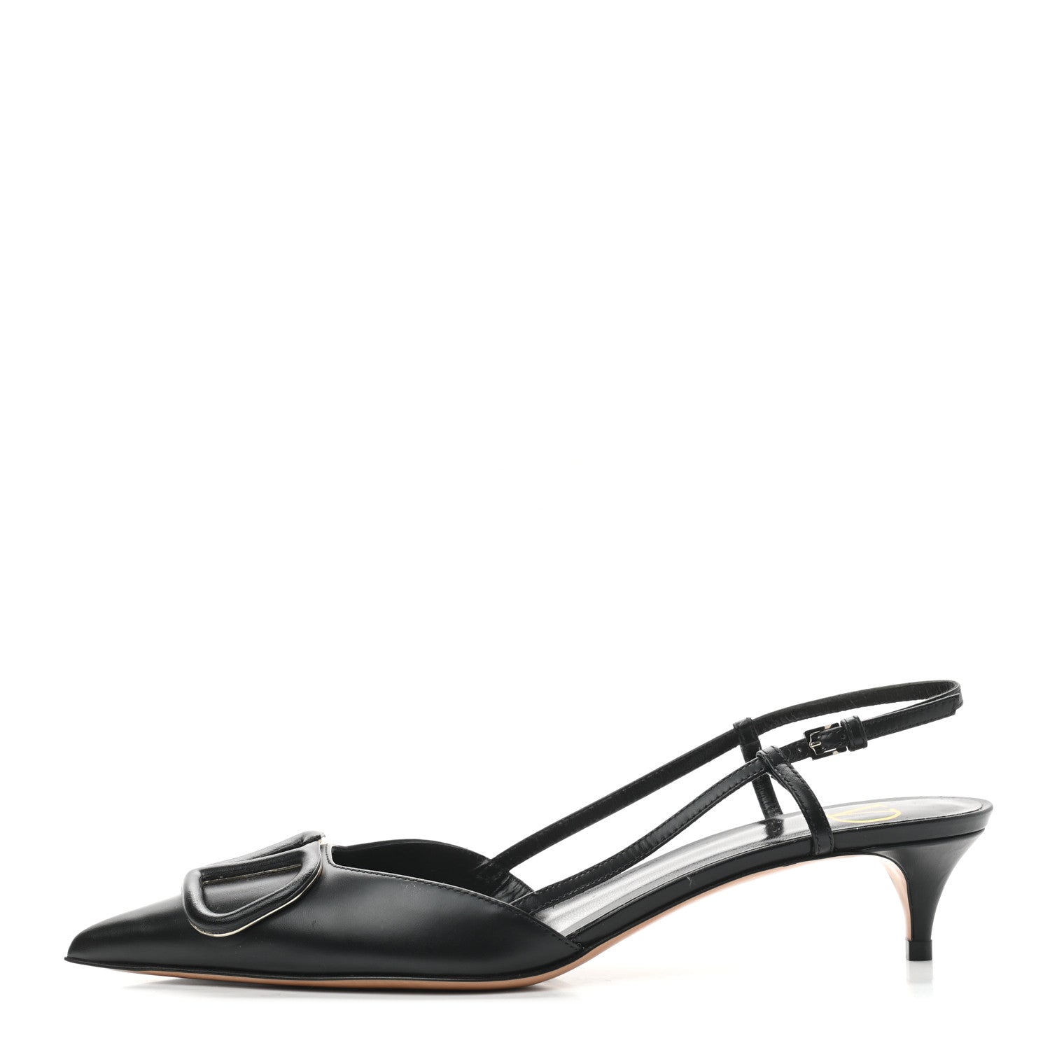 Valentino Garavani Calfskin Tonal Vlogo Slingback 40mm Pumps 37.5 Black 1 of 6