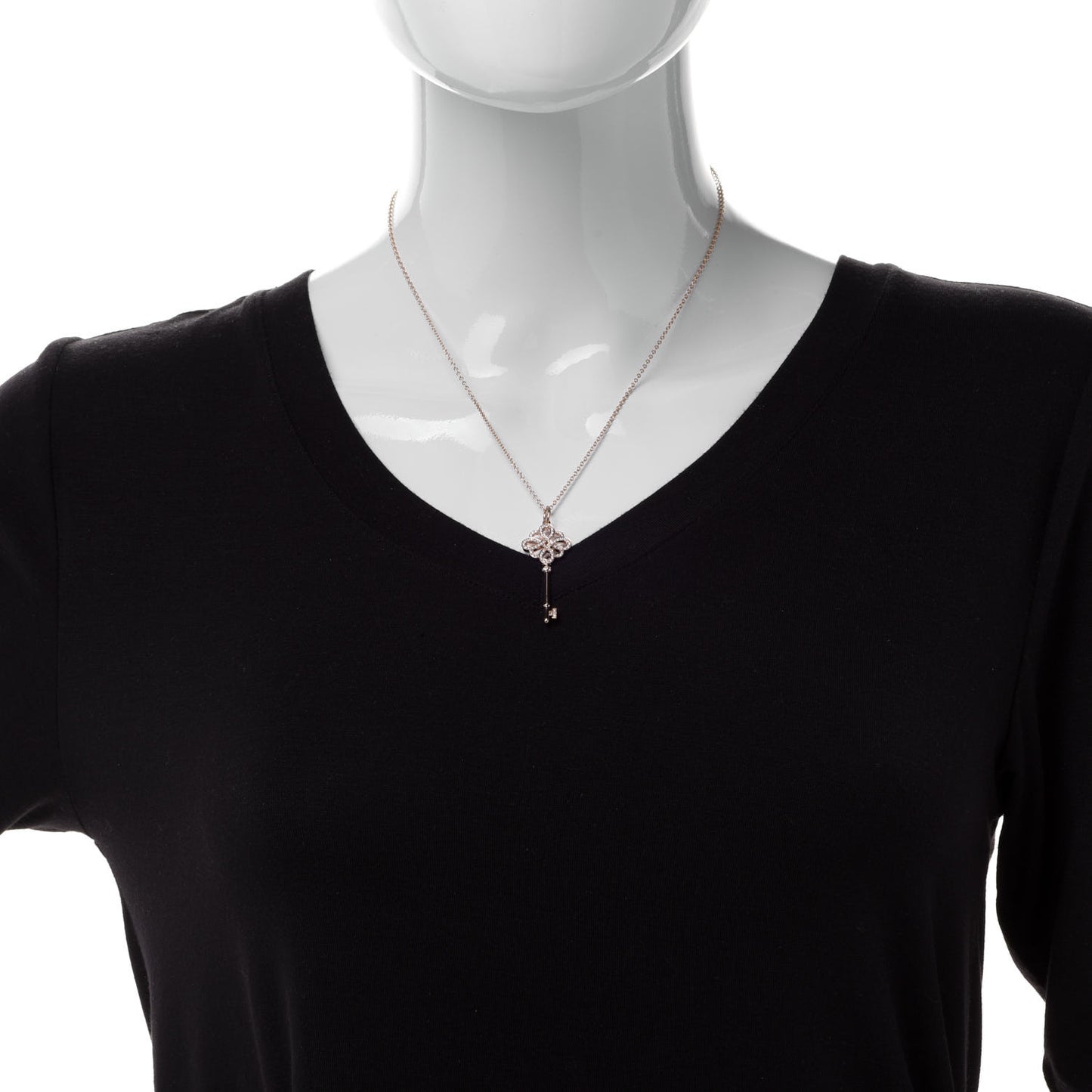 18K Rose Gold Diamond Knot Key Pendant