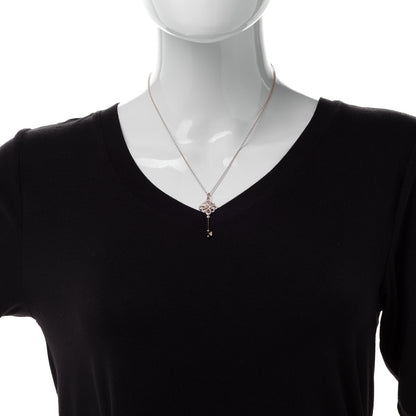 Tiffany 18K Rose Gold Diamond Knot Key Pendant 2 of 7