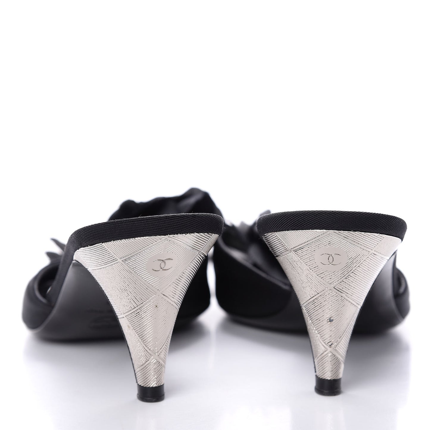 Metal Silk Grosgrain Camellia Mules 39 Black