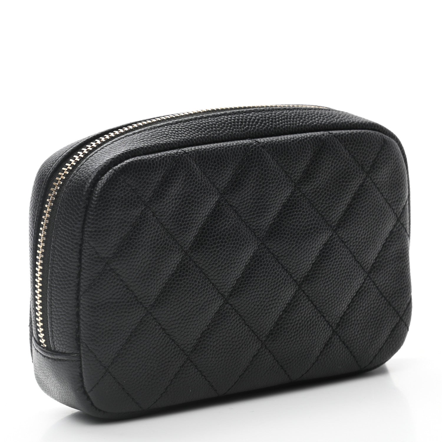 Chanel Caviar Quilted Small Curvy Pouch Cosmetic Case Black 3 of 7