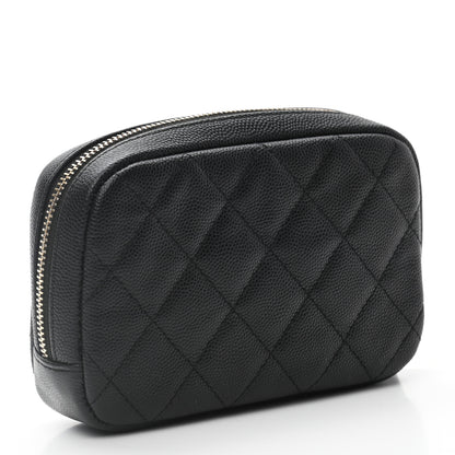Chanel Caviar Quilted Small Curvy Pouch Cosmetic Case Black 3 of 7