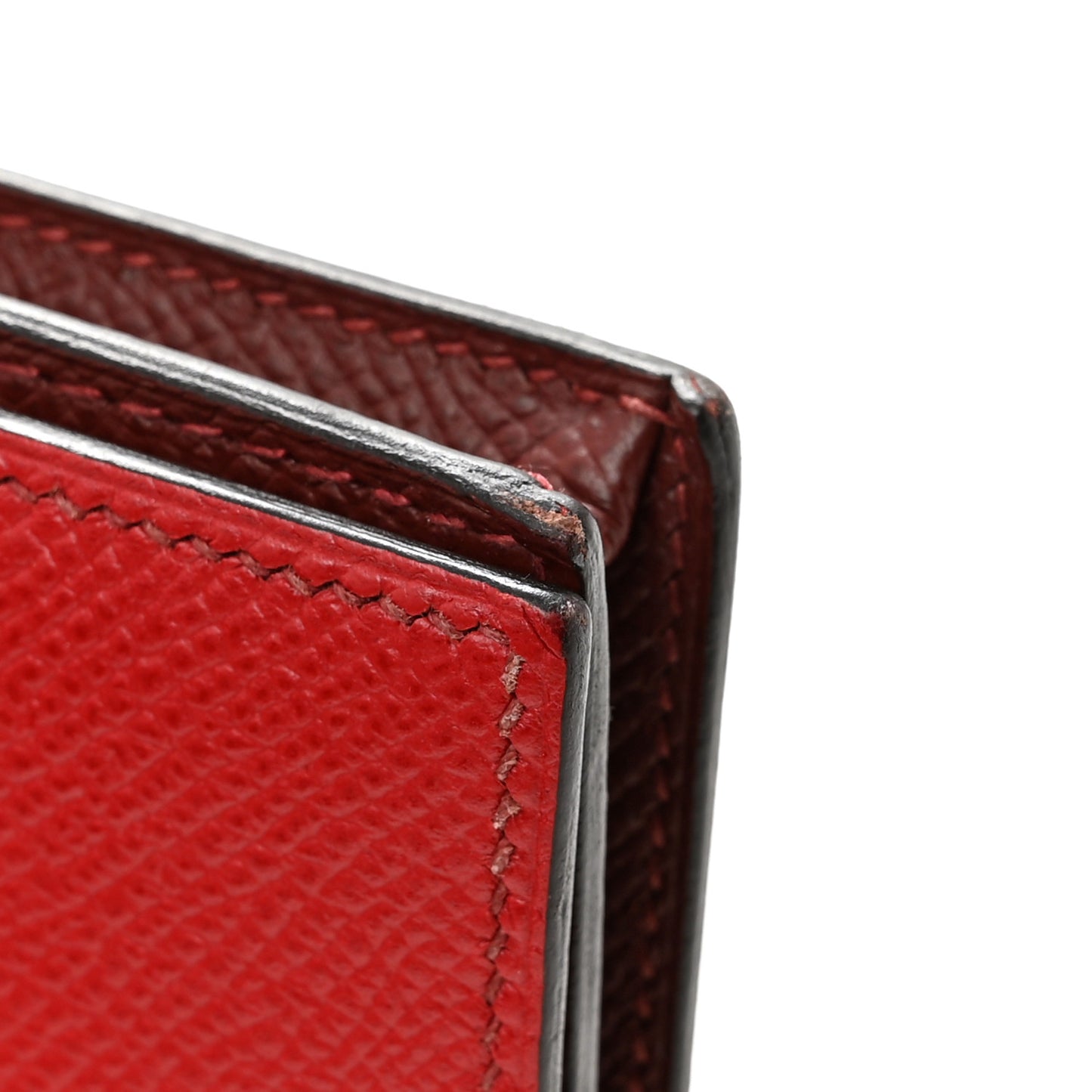 Epsom Bi-Color Bearn Gusset Wallet Rouge Casaque Rouge H