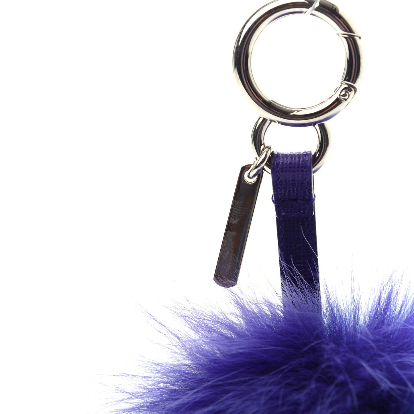 Fox Fur Vitello Elite Tri-Color Pom Pom Bag Charm Giallo Fluo Nebula Viola