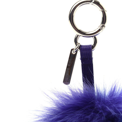Fendi Fox Fur Vitello Elite Tri-Color Pom Pom Bag Charm Giallo Fluo Nebula Viola 4 of 4