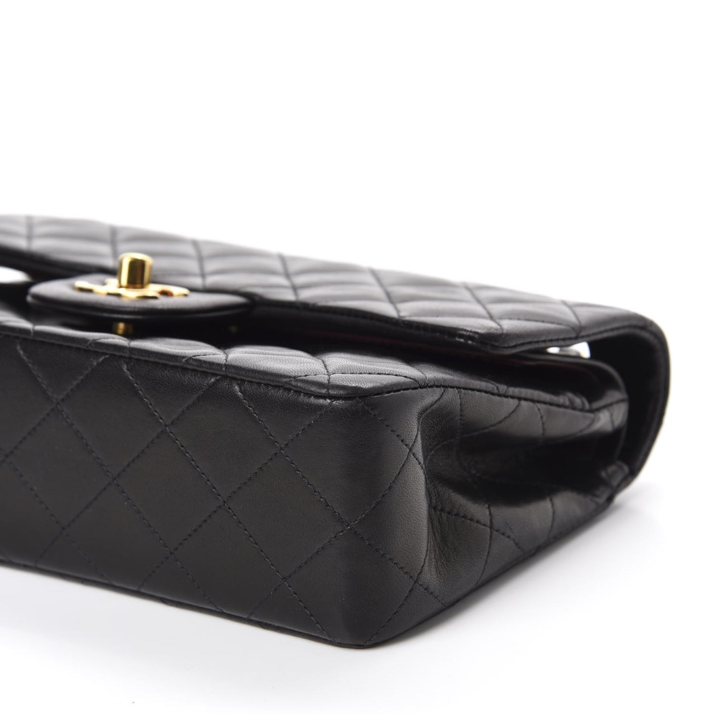 Lambskin Quilted Small Double Flap Black
