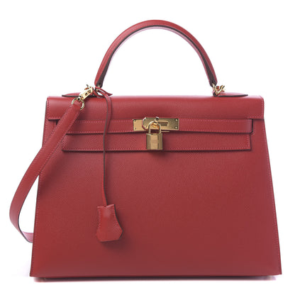 Hermes Epsom Kelly Sellier 32 Rouge Casaque 1 of 11