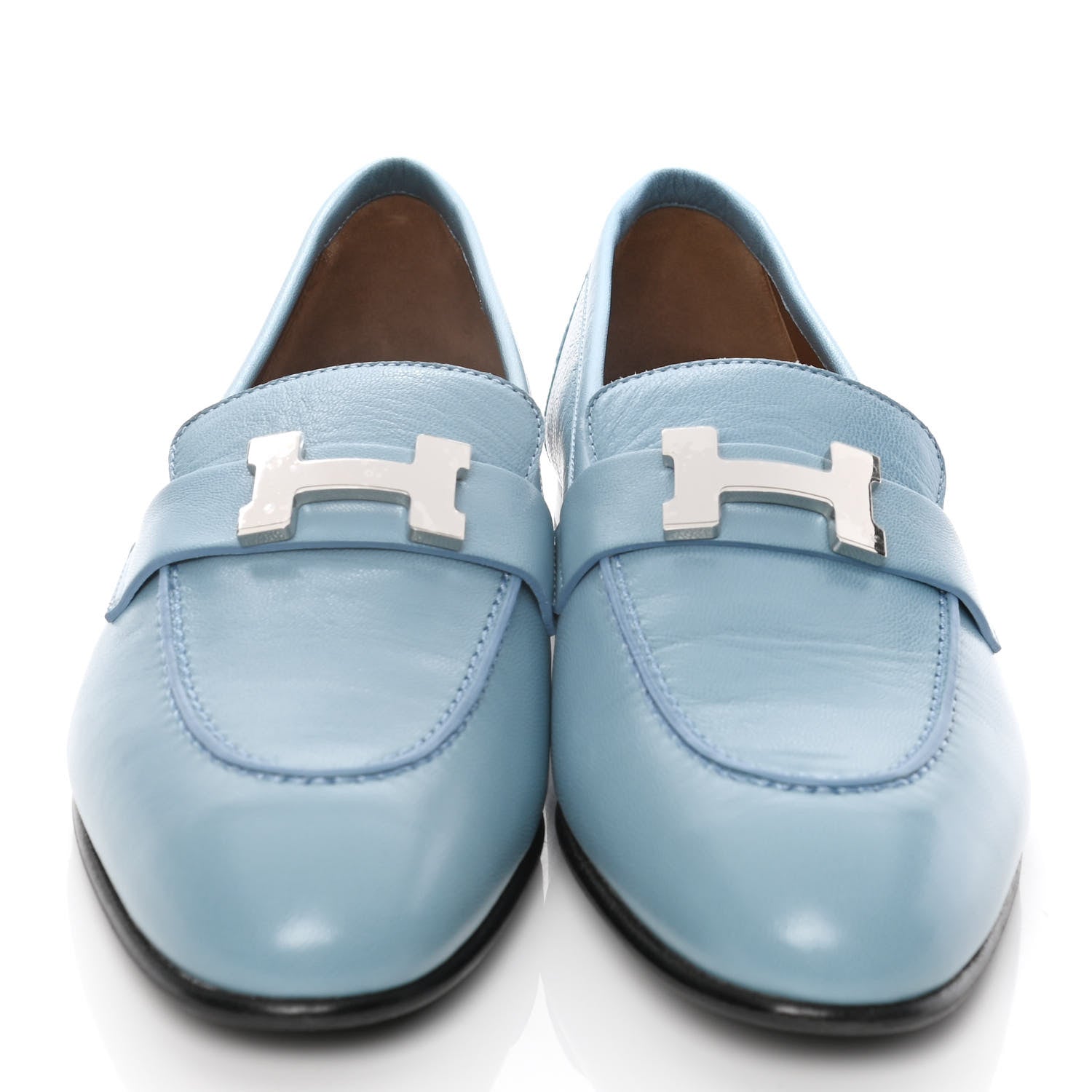 Hermes Goatskin Paris Loafers 37 Bleu Dorset 2 of 11