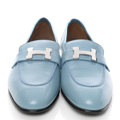 Hermes Goatskin Paris Loafers 37 Bleu Dorset 2 of 11