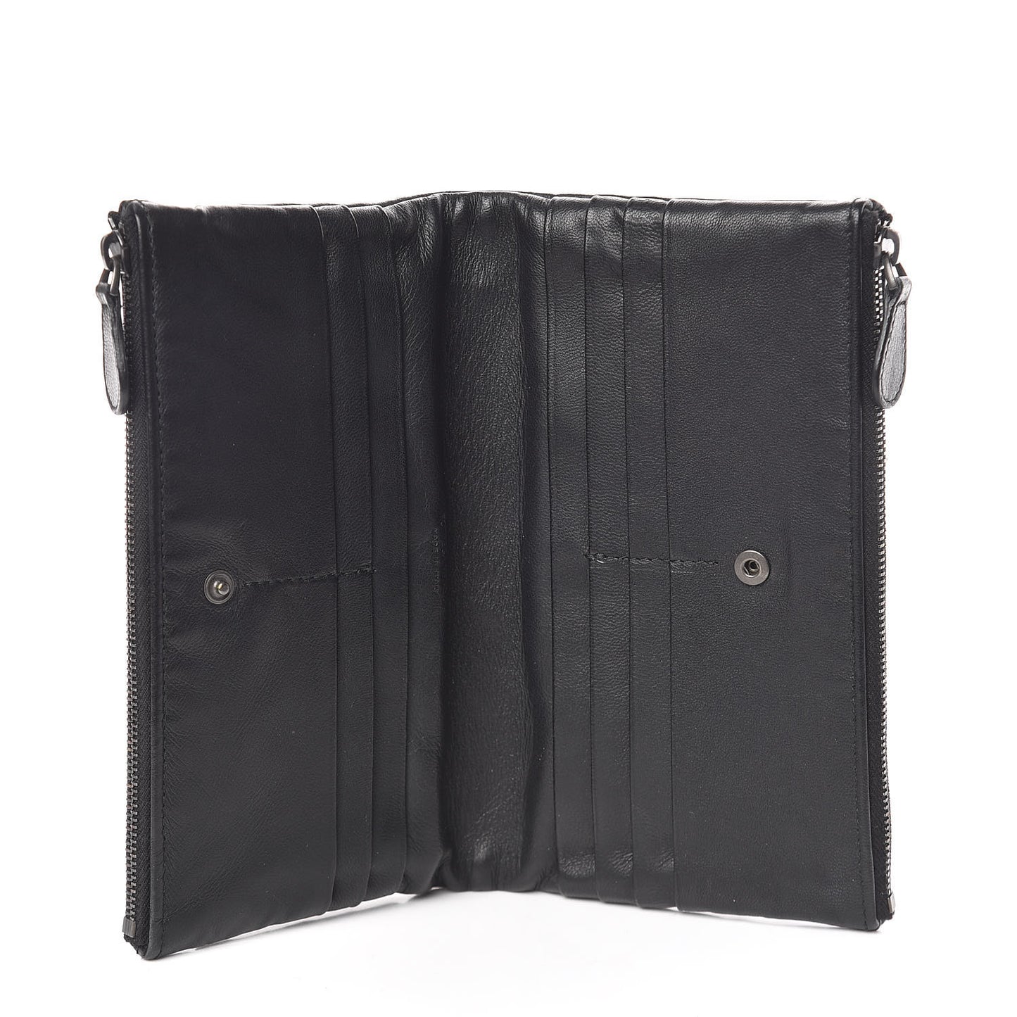 Nappa Intrecciato Double Zip Clutch Wallet Black