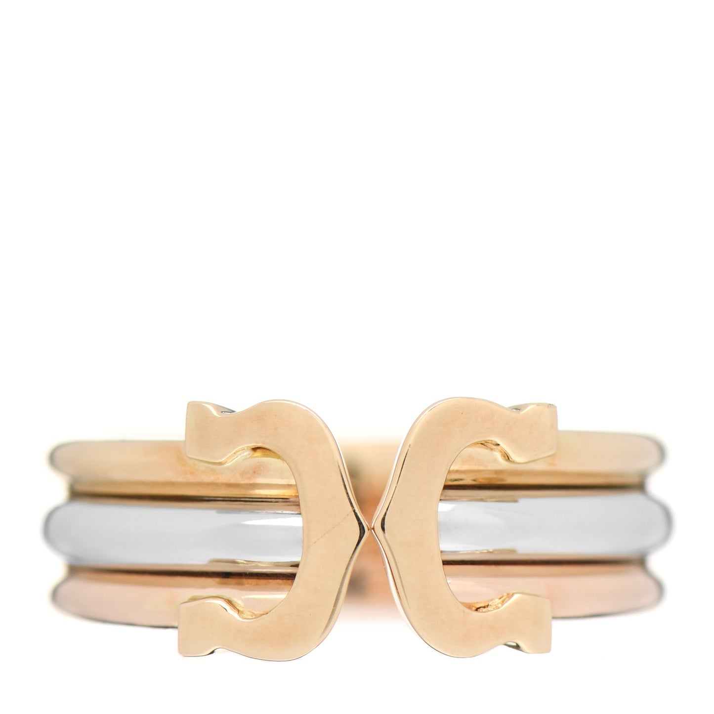 18K Pink Yellow White Gold 8mm C De Cartier Ring 52 6