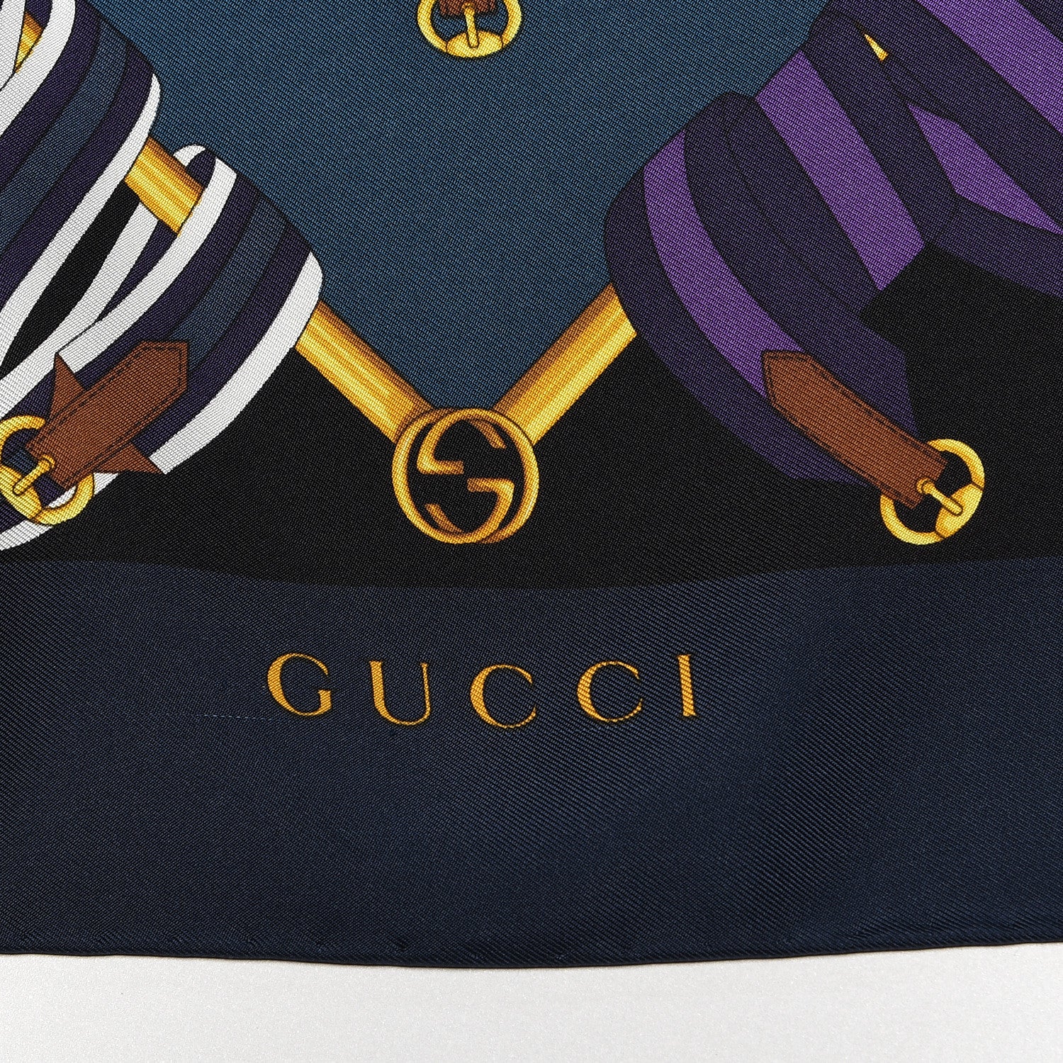 Gucci Silk Monogram Belt Print Scarf Blue 3 of 6