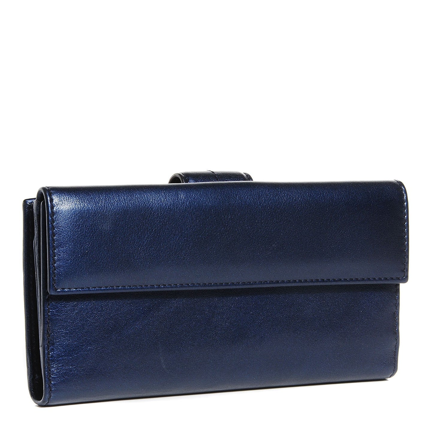 Metallic Leather Galaxy Continental Wallet Blue
