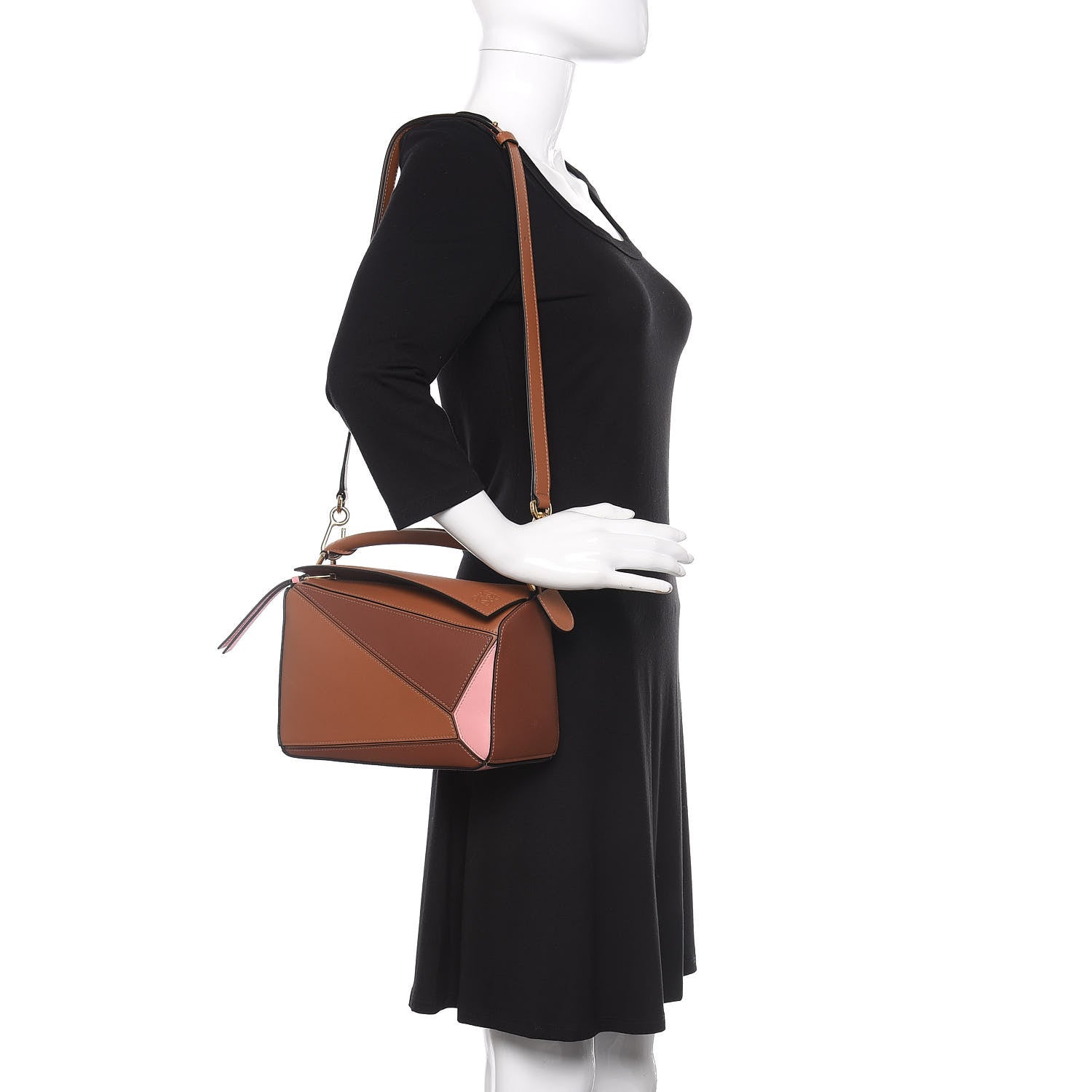 Loewe Calfskin Small Puzzle Bag Tan Medium Pink 2 of 9