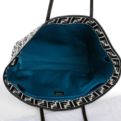 Fendi Canvas FF Roll Tote Black White 5 of 9