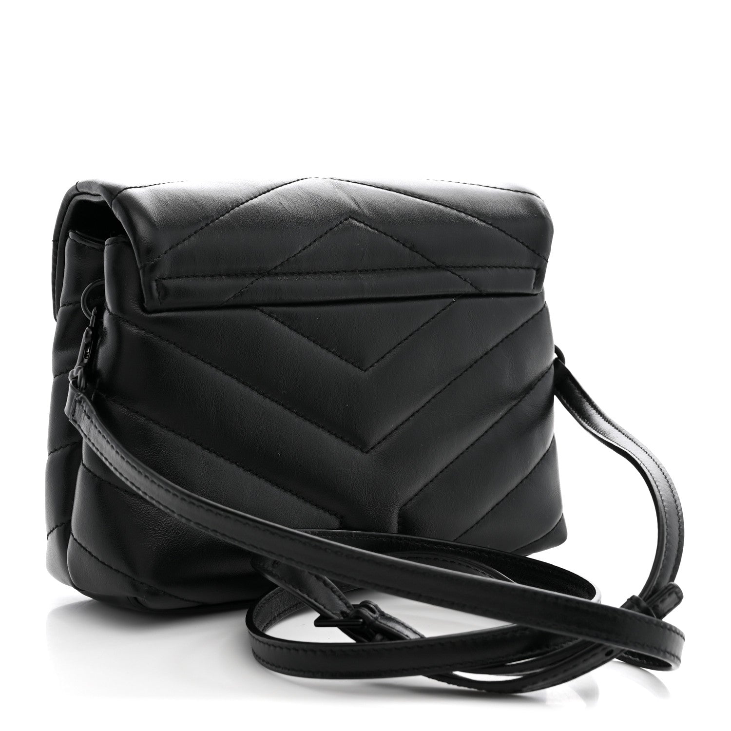 Saint Laurent Calfskin Y Quilted Monogram Monochrome Toy Loulou Crossbody Bag Black 2 of 10
