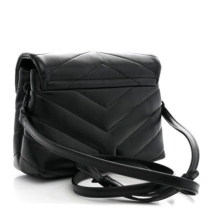 Saint Laurent Calfskin Y Quilted Monogram Monochrome Toy Loulou Crossbody Bag Black 2 of 10
